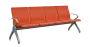 FLOWER - 4, polyuretanová lavice do čekárny, 4-sedák, oranžová, kostra stříbrná