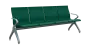 FLOWER - 4, polyuretanová lavice do čekárny, 4-sedák, tmavě zelená, kostra stříbrná