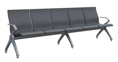 FLOWER - 5, polyuretanová lavice do čekárny, 5-sedák, šedá, kostra stříbrná