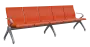 FLOWER - 5, polyuretanová lavice do čekárny, 5-sedák, oranžová, kostra stříbrná