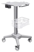 UZ - 01, utrazvukový vozík, 4 držáky pro sondy, drátěný košík, šedý