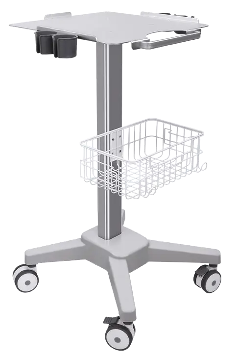 UZ - 01, utrazvukový vozík, 4 držáky pro sondy, drátěný košík, šedý