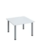G-43 Konferenční stolek 800 x 800 mm, deska 25 mm, bílá / nohy stříbrné RAL9006