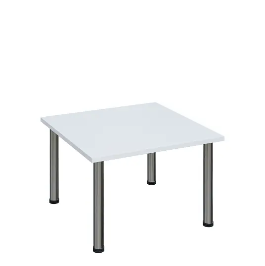 G-43 Konferenční stolek 800 x 800 mm, deska 25 mm, bílá / nohy chrom