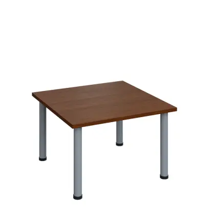 G-43 Konferenční stolek 800 x 800 mm, deska 25 mm, ořech královský / nohy stříbrné RAL9006