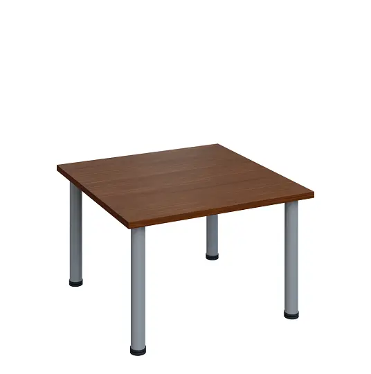 G-43 Konferenční stolek 800 x 800 mm, deska 25 mm, ořech královský / nohy stříbrné RAL9006