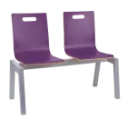 MEGAN 2, dřevěná lavice do čekárny, 2-sedák, fialová, kostra stříbrná