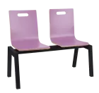 MEGAN 2, dřevěná lavice do čekárny, 2-sedák, šeříková, kostra černá