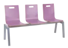 MEGAN 3, dřevěná lavice do čekárny, 3-sedák, šeříková, kostra stříbrná