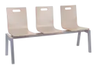 MEGAN 3, dřevěná lavice do čekárny, 3-sedák, světlá káva, kostra stříbrná