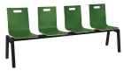 MEGAN 4, dřevěná lavice do čekárny, 4-sedák, tmavě zelená, kostra černá