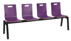 MEGAN 4, dřevěná lavice do čekárny, 4-sedák, fialová, kostra černá