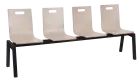 MEGAN 4, dřevěná lavice do čekárny, 4-sedák, světlá káva, kostra černá