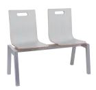 MEGAN PLUS 2, dřevěná lavice do čekárny, 2-sedák, dub sněžný, kostra stříbrná
