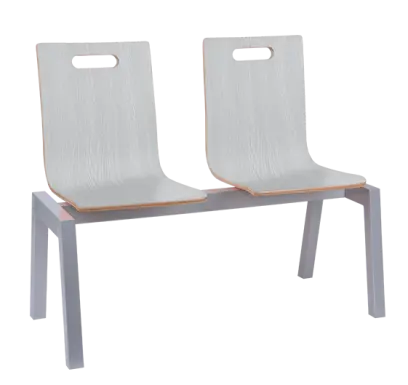 MEGAN PLUS 2, dřevěná lavice do čekárny, 2-sedák, dub sněžný, kostra stříbrná