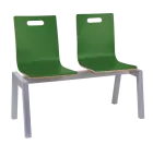 MEGAN PLUS 2, dřevěná lavice do čekárny, 2-sedák, tmavě zelená, kostra stříbrná