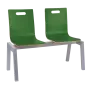 MEGAN PLUS 2, dřevěná lavice do čekárny, 2-sedák, tmavě zelená, kostra stříbrná