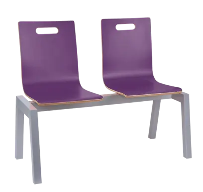 MEGAN PLUS 2, dřevěná lavice do čekárny, 2-sedák, fialová, kostra stříbrná