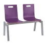 MEGAN PLUS 2, dřevěná lavice do čekárny, 2-sedák, fialová, kostra stříbrná