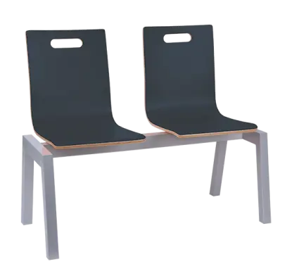MEGAN PLUS 2, dřevěná lavice do čekárny, 2-sedák, antracit, kostra stříbrná