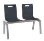 MEGAN PLUS 2, dřevěná lavice do čekárny, 2-sedák, antracit, kostra stříbrná