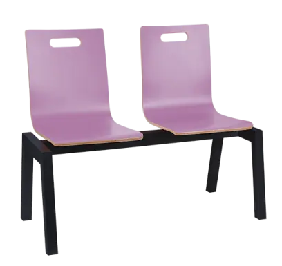 MEGAN PLUS 2, dřevěná lavice do čekárny, 2-sedák, šeříková, kostra černá