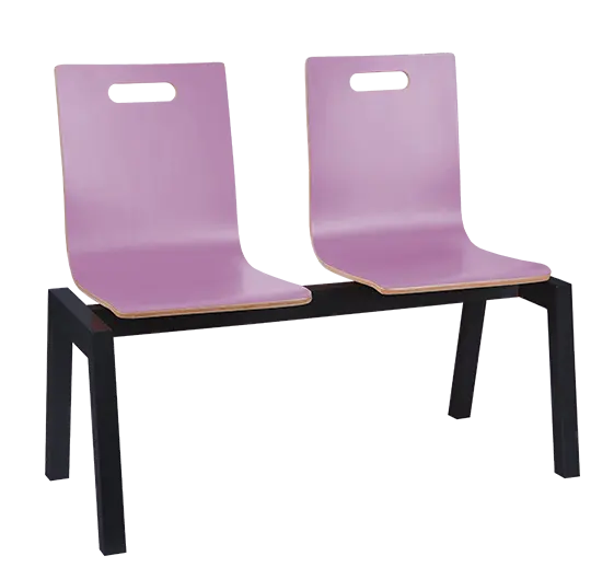 MEGAN PLUS 2, dřevěná lavice do čekárny, 2-sedák, šeříková, kostra černá