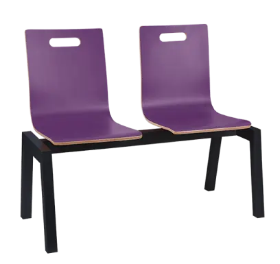 MEGAN PLUS 2, dřevěná lavice do čekárny, 2-sedák, fialová, kostra černá