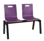 MEGAN PLUS 2, dřevěná lavice do čekárny, 2-sedák, fialová, kostra černá