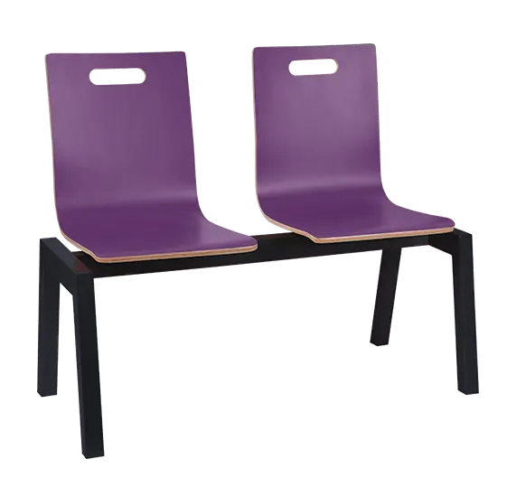 MEGAN PLUS 2, dřevěná lavice do čekárny, 2-sedák, fialová, kostra černá