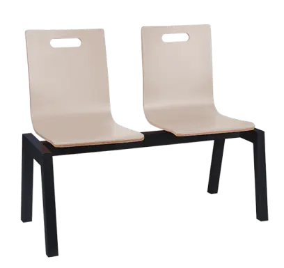 MEGAN PLUS 2, dřevěná lavice do čekárny, 2-sedák, světlá káva, kostra černá