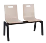 MEGAN PLUS 2, dřevěná lavice do čekárny, 2-sedák, světlá káva, kostra černá
