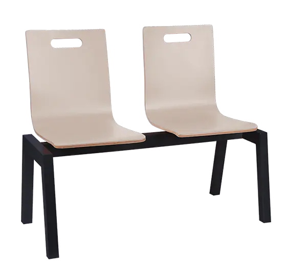 MEGAN PLUS 2, dřevěná lavice do čekárny, 2-sedák, světlá káva, kostra černá