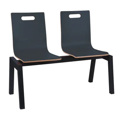 MEGAN PLUS 2, dřevěná lavice do čekárny, 2-sedák, antracit, kostra černá