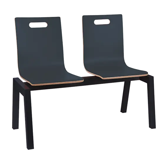 MEGAN PLUS 2, dřevěná lavice do čekárny, 2-sedák, antracit, kostra černá