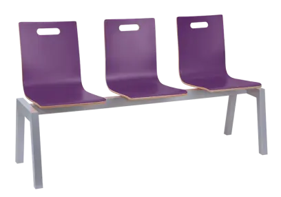 MEGAN PLUS 3, dřevěná lavice do čekárny, 3-sedák, fialová, kostra stříbrná