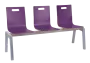 MEGAN PLUS 3, dřevěná lavice do čekárny, 3-sedák, fialová, kostra stříbrná