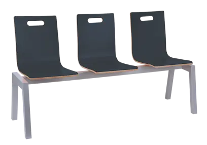 MEGAN PLUS 3, dřevěná lavice do čekárny, 3-sedák, antracit, kostra stříbrná