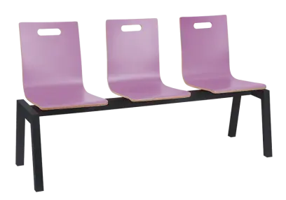 MEGAN PLUS 3, dřevěná lavice do čekárny, 3-sedák, šeříková, kostra černá