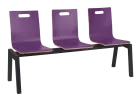 MEGAN PLUS 3, dřevěná lavice do čekárny, 3-sedák, fialová, kostra černá