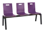 MEGAN PLUS 3, dřevěná lavice do čekárny, 3-sedák, fialová, kostra černá