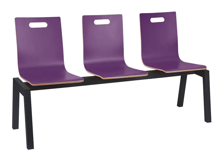 MEGAN PLUS 3, dřevěná lavice do čekárny, 3-sedák, fialová, kostra černá