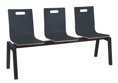 MEGAN PLUS 3, dřevěná lavice do čekárny, 3-sedák, antracit, kostra černá