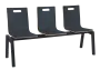 MEGAN PLUS 3, dřevěná lavice do čekárny, 3-sedák, antracit, kostra černá