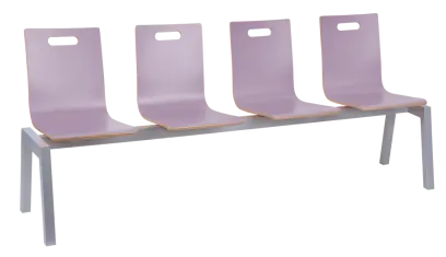 MEGAN PLUS 4, dřevěná lavice do čekárny, 4-sedák, šeříková, kostra stříbrná