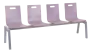MEGAN PLUS 4, dřevěná lavice do čekárny, 4-sedák, šeříková, kostra stříbrná