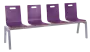 MEGAN PLUS 4, dřevěná lavice do čekárny, 4-sedák, fialová, kostra stříbrná