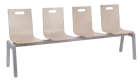 MEGAN PLUS 4, dřevěná lavice do čekárny, 4-sedák, světlá káva, kostra stříbrná