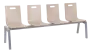 MEGAN PLUS 4, dřevěná lavice do čekárny, 4-sedák, světlá káva, kostra stříbrná