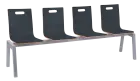 MEGAN PLUS 4, dřevěná lavice do čekárny, 4-sedák, antracit, kostra stříbrná